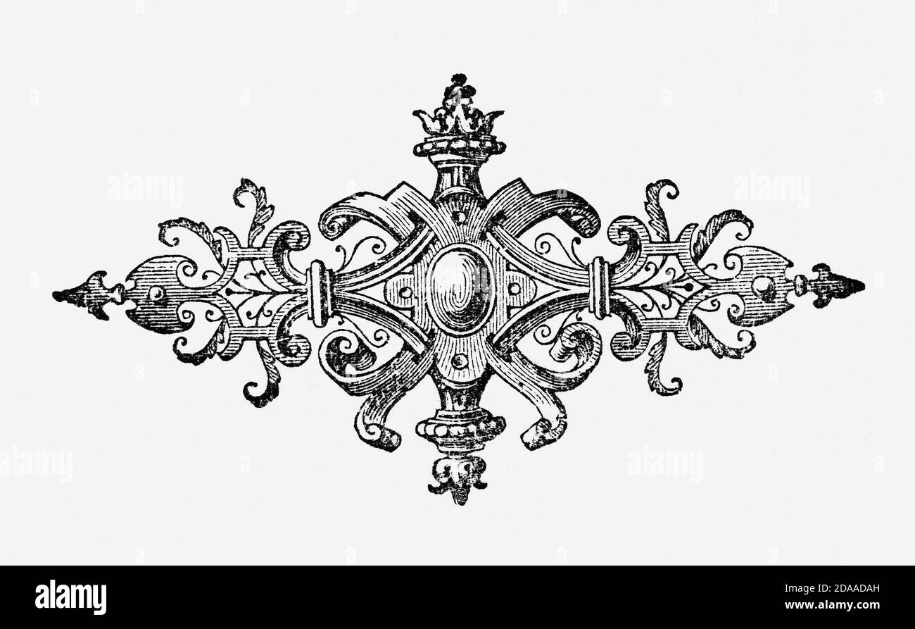 L'espace entre les paragraphes d'une rupture de section est parfois accompagné de symboles ornementaux. Un tel dispositif typographique peut être spécifiquement appelé dinkus, symbole de saut d'espace, séparateur de paragraphe, séparateur de paragraphe, séparateur horizontal, saut de pensée, ou comme un exemple de filigrane ou de fleuron. Les sauts de section ornementaux peuvent être créés à l'aide de glyphes, de lignes de lozenges, de dingbats ou d'autres symboles divers. Banque D'Images