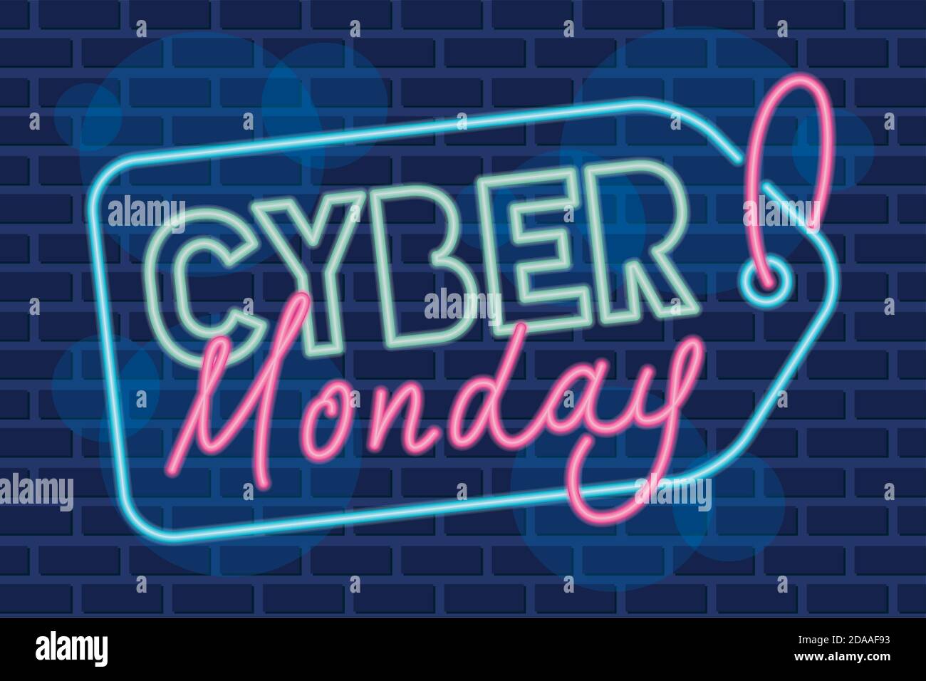 étiquette néon cyber monday dans le motif d'illustration de vecteur de balise Illustration de Vecteur
