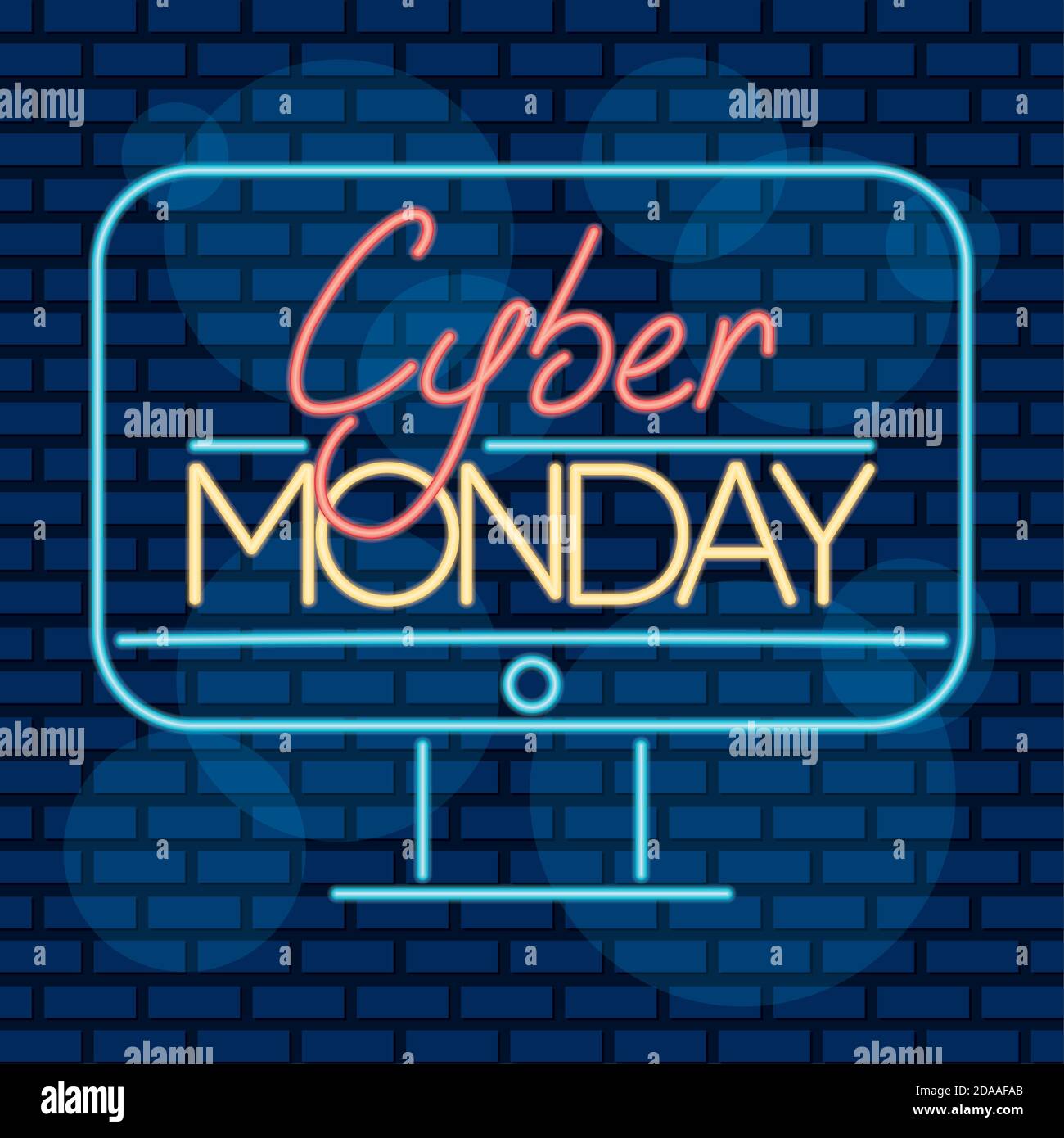 étiquette neon cyber monday dans la conception d'illustration vectorielle de bureau Illustration de Vecteur