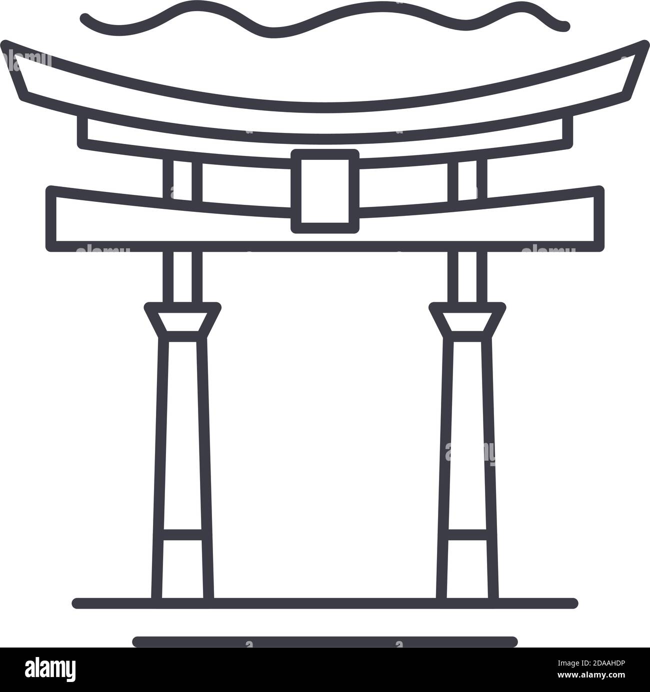 Icône de porte de château asiatique, illustration isolée linéaire, vecteur de ligne mince, signe de conception de Web, symbole de concept de contour avec trait modifiable sur blanc Illustration de Vecteur