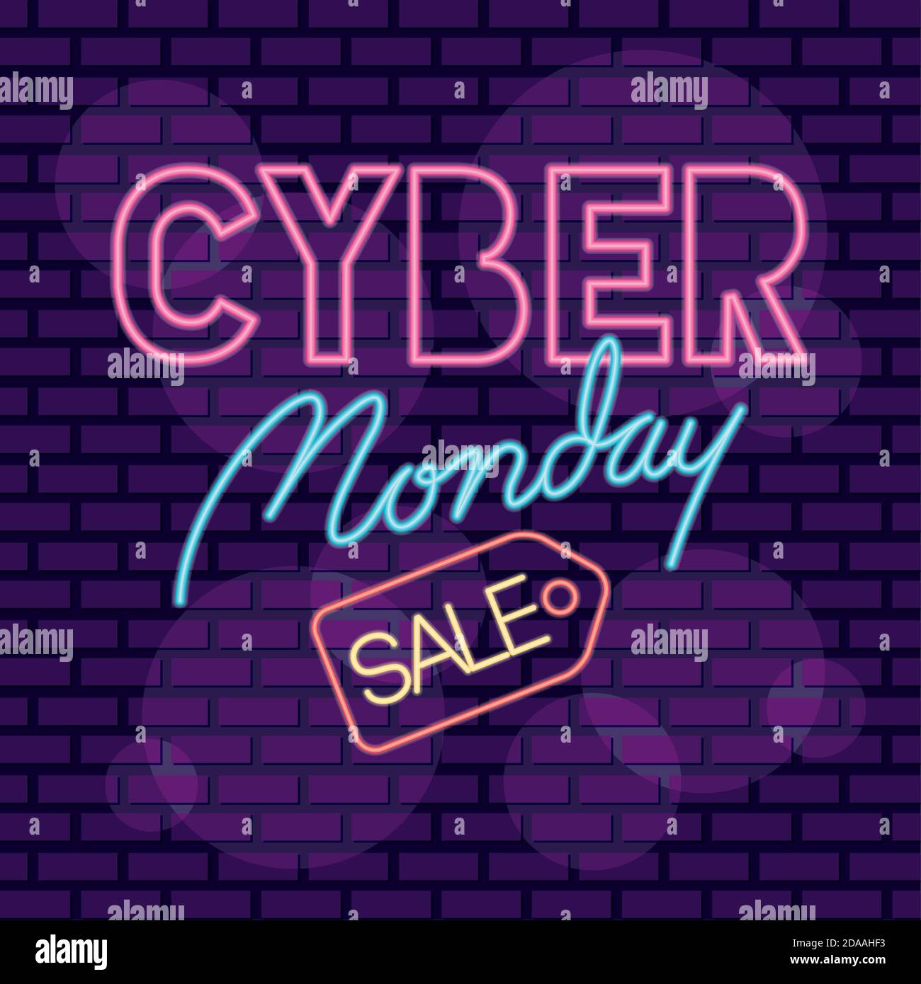 étiquette néon cyber monday avec motif d'illustration vectoriel de balise Illustration de Vecteur