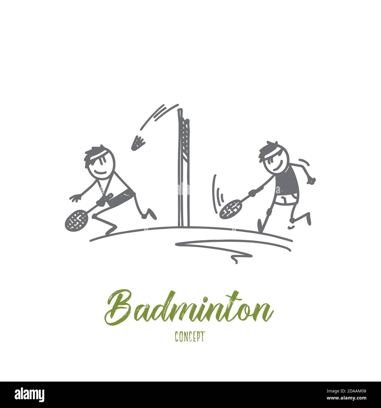 Concept de badminton. Vecteur isolé tracé à la main Illustration de Vecteur