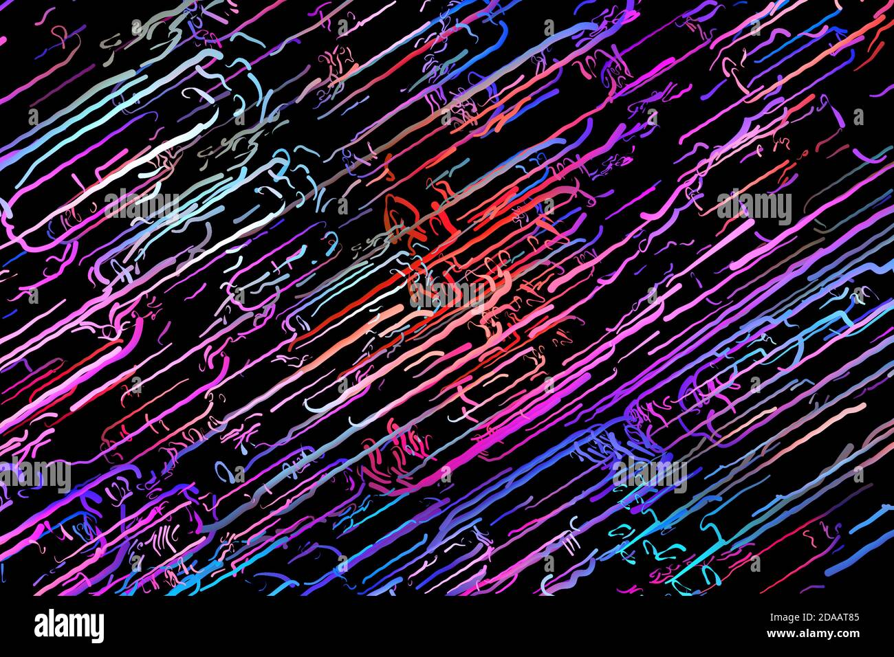Motif abstrait avec lignes de couleur sur fond sombre Banque D'Images