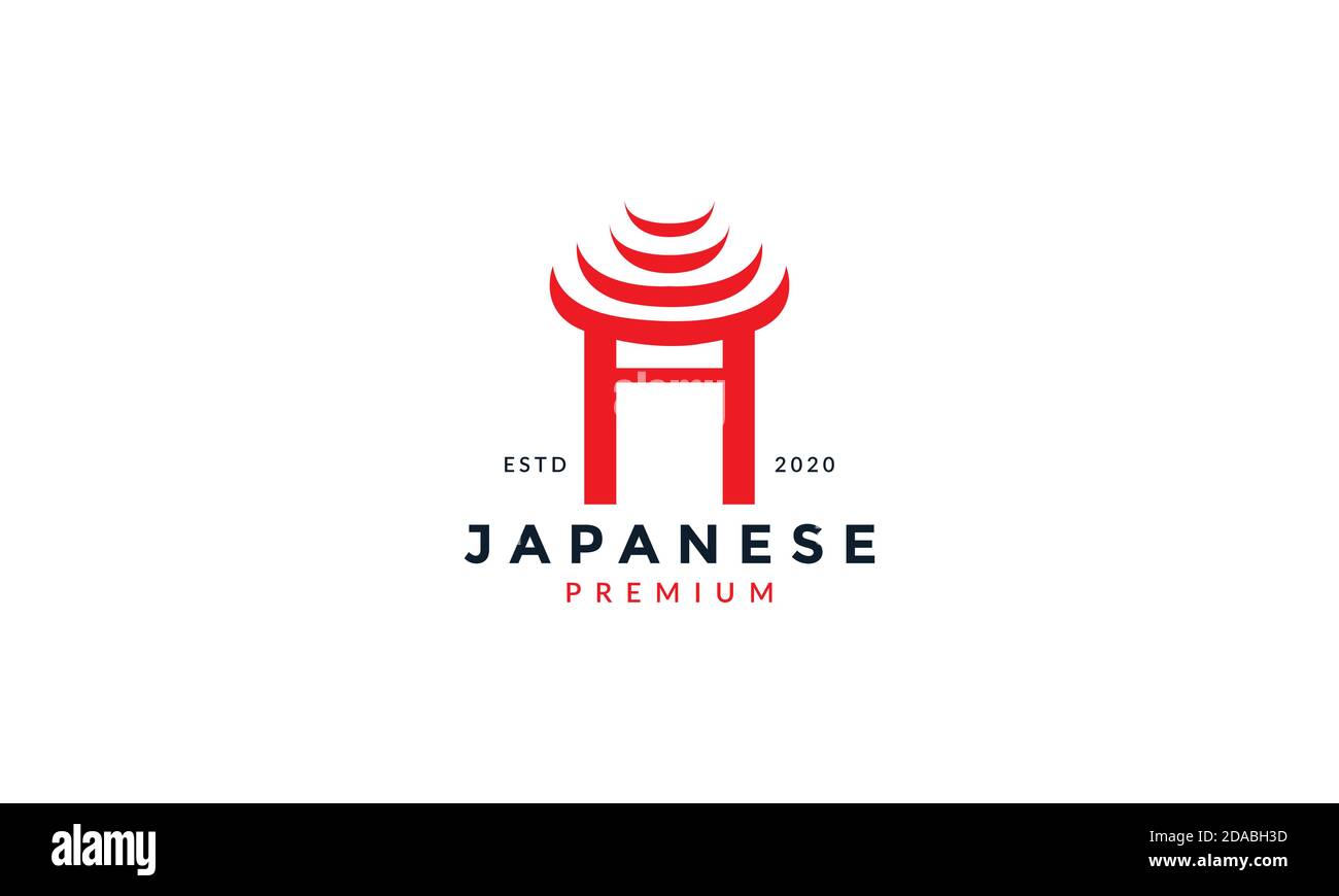 Illustration de l'icône vectorielle du logo de culture rouge de la porte japonaise asiatique Illustration de Vecteur