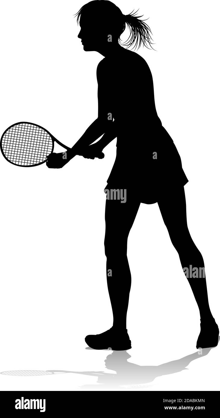 Tennis Silhouette Sport Player Femme Illustration de Vecteur