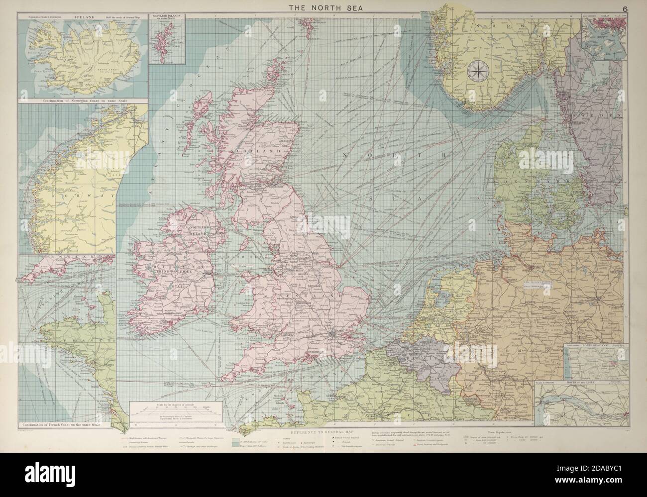 Carte De La Mer Du Nord Les Ports Allegent Les Routes De Courrier Royaume Uni Norvege Et Grand Plan 1927 Photo Stock Alamy