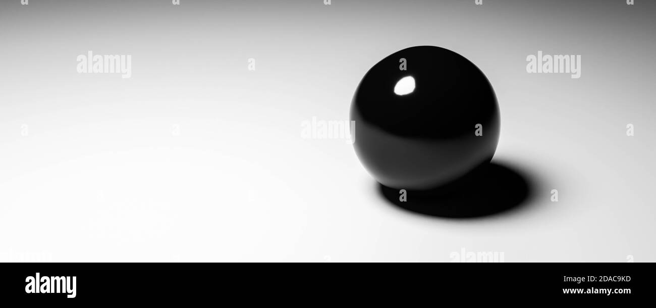 sphère noire sur fond blanc minimaliste noir et blanc moderne illustration du rendu 3d de l'arrière-plan de conception Banque D'Images
