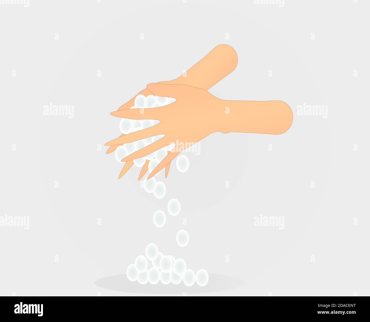 Se laver la main avec du savon moussant sur fond blanc Illustration de Vecteur