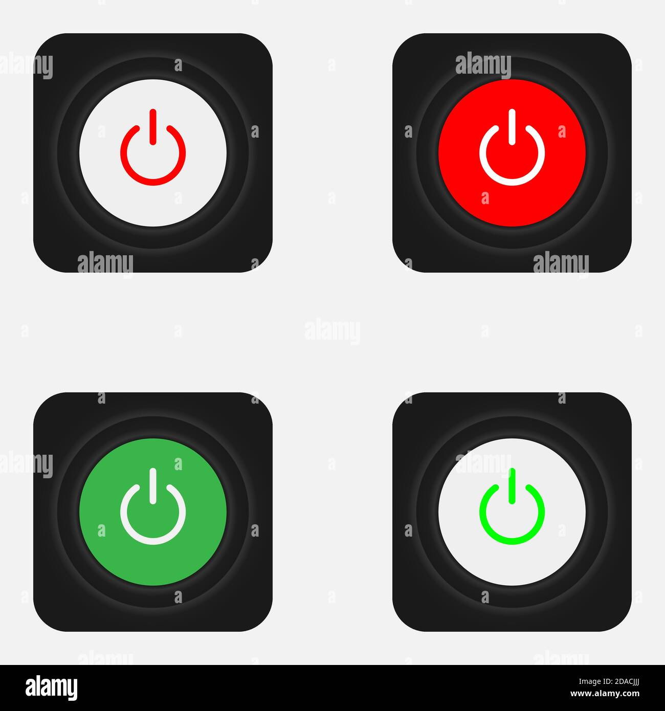 Les boutons d'arrêt sont en rouge, les boutons d'activation sont en rouge Illustration de Vecteur