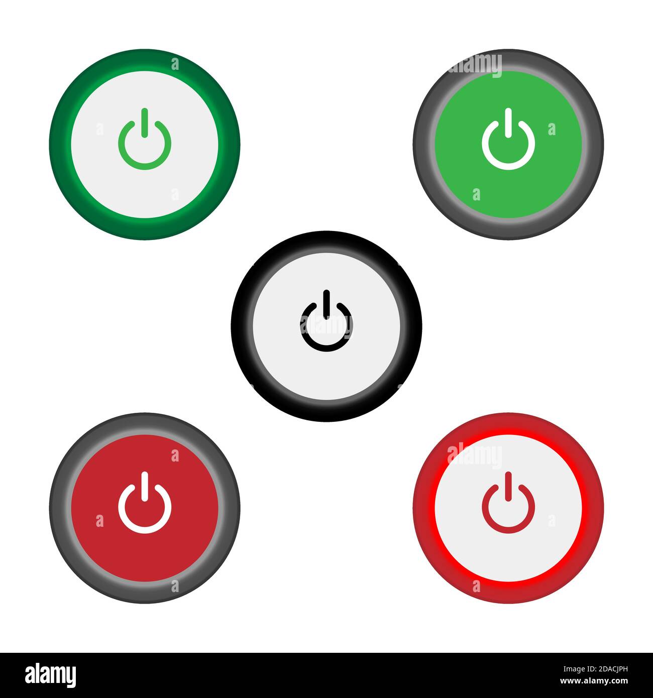 Les boutons d'arrêt sont en rouge, les boutons d'activation sont en rouge Illustration de Vecteur