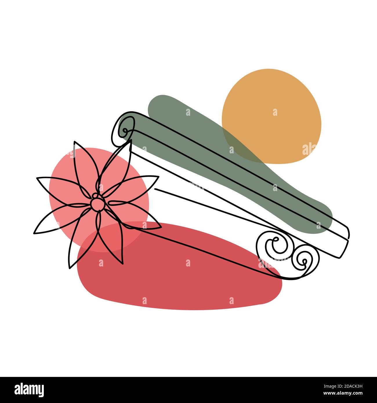 Cannelle de Noël dans un style linéaire dessiné à la main. Illustration de Vecteur