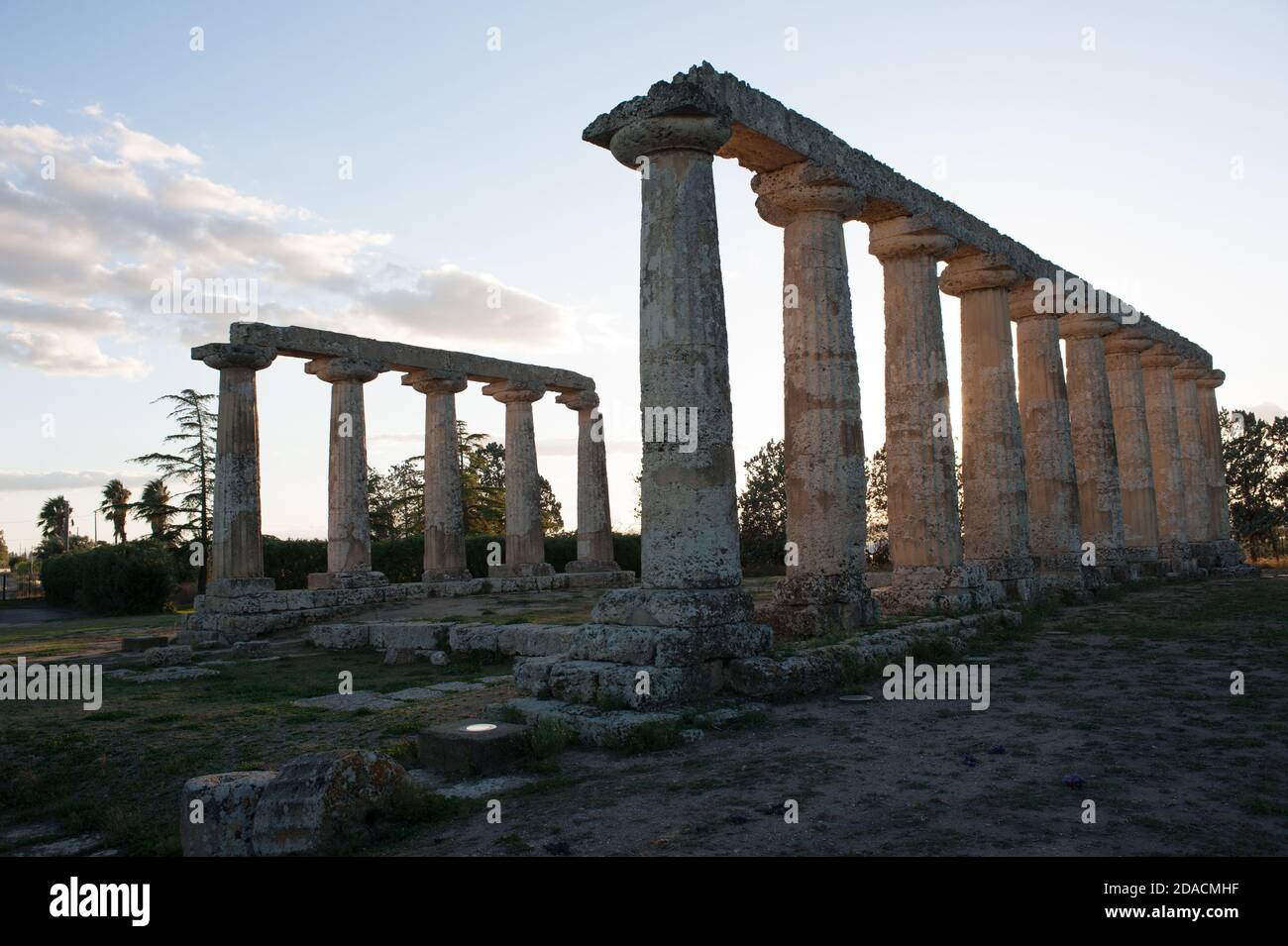 Le Tavole Palatin ('tables palatine') sont les vestiges d'un temple grec périptère hexastyle du sixième siècle av. J.-C., dédié à la déesse Hera. Banque D'Images