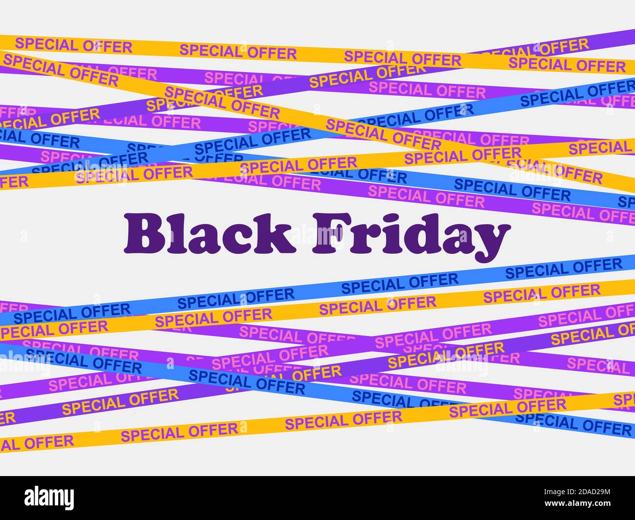 Vendredi noir. Offre spéciale sur les bandes de vente sur fond blanc. Conception d'articles promotionnels, de bannières, de prospectus et de cartes-cadeaux. Illustration vectorielle Illustration de Vecteur