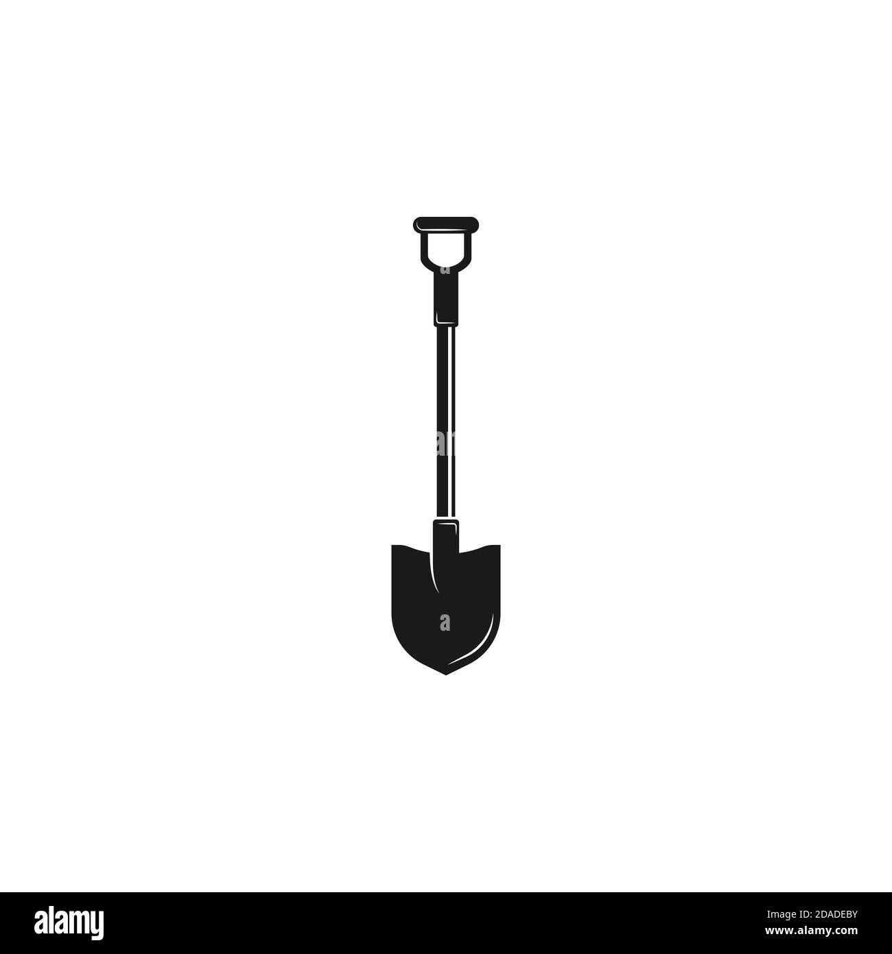 Icône Shovel noire isolée sur blanc. Outil de jardinage et d'agriculture. Creuser, entretenir, construire le symbole. Illustration à plan vectoriel en V. Illustration de Vecteur