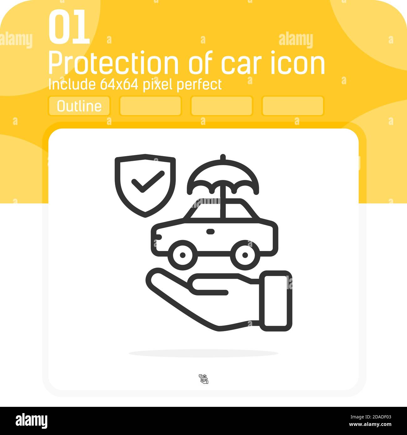 Protection de l'icône de voiture avec un style de contour isolé sur fond blanc. Illustration vectorielle icône de voiture en ligne fine pour la conception Web, l'interface utilisateur, ux, le transport Illustration de Vecteur