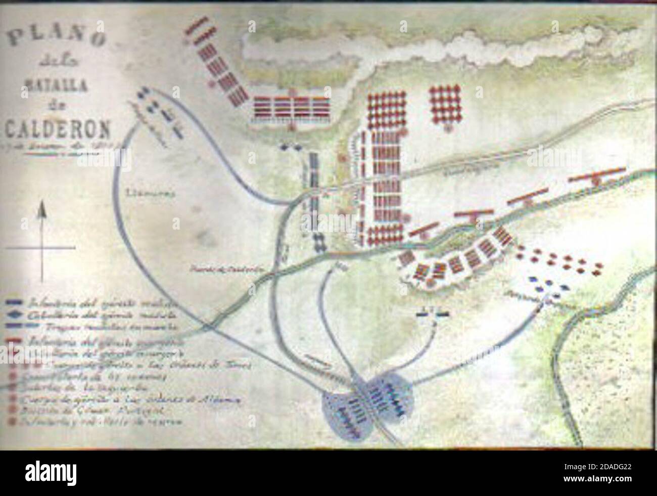 Carte du pont de la bataille de Calderón (1811) Banque D'Images