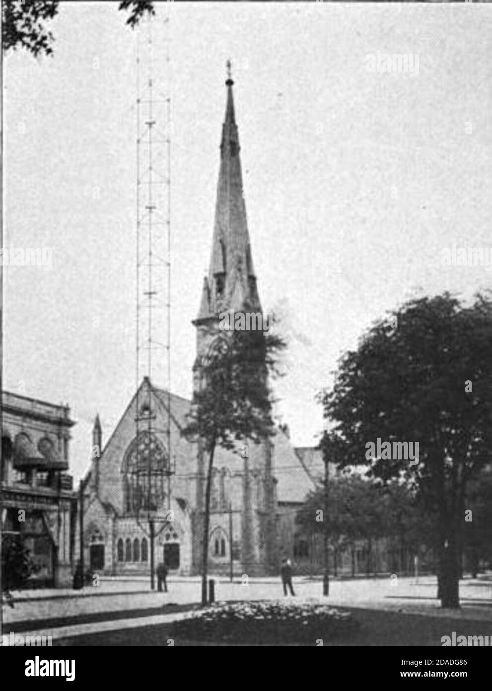 Fondée en 1810, la Central United Methodist Church de Detroit est la plus ancienne église protestante du Michigan. Le bâtiment actuel a été construit en 1866. Banque D'Images