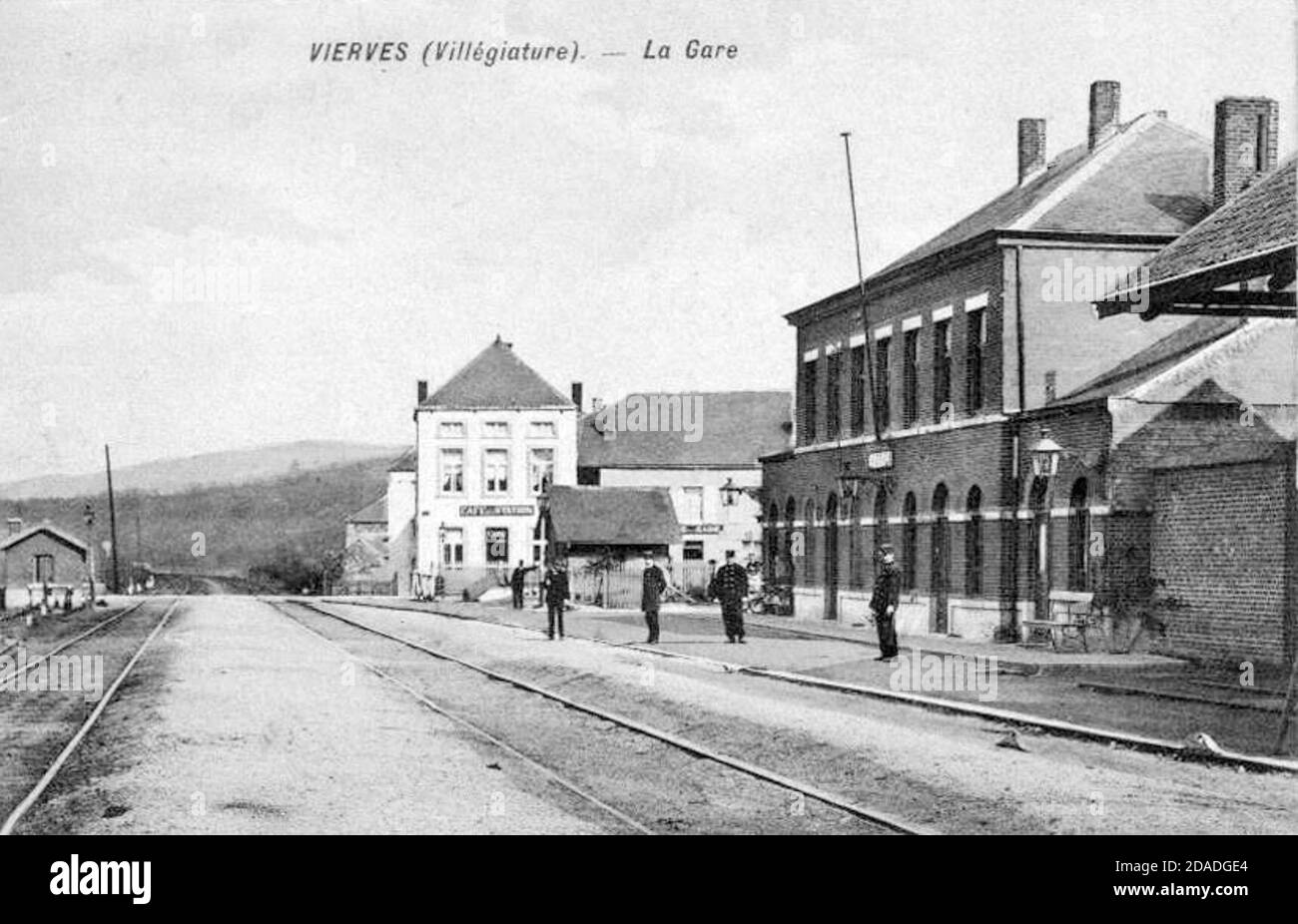 La gare de Vierves au début des années 1900. Banque D'Images