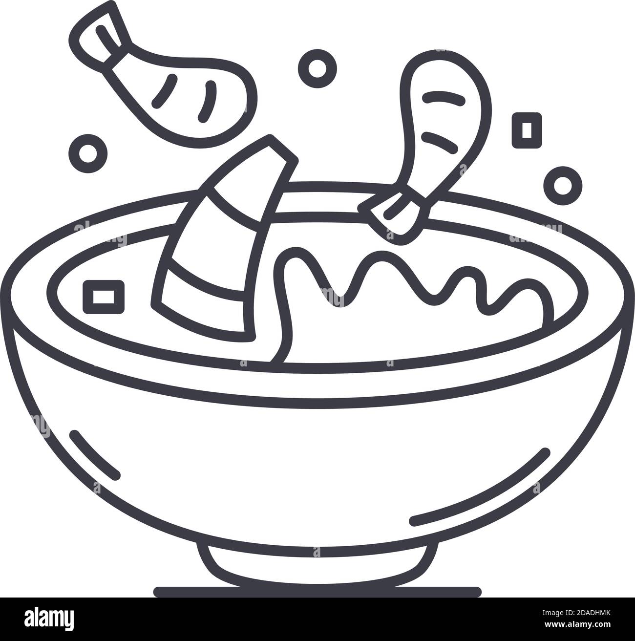 Icône de salade de mer, illustration isolée linéaire, vecteur de ligne mince, signe de web design, symbole de concept de contour avec contour modifiable sur fond blanc. Illustration de Vecteur