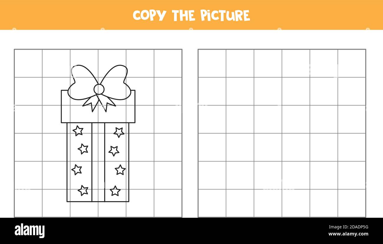 Copiez la photo. Boîte cadeau de Noël. Jeu logique pour les enfants. Illustration de Vecteur
