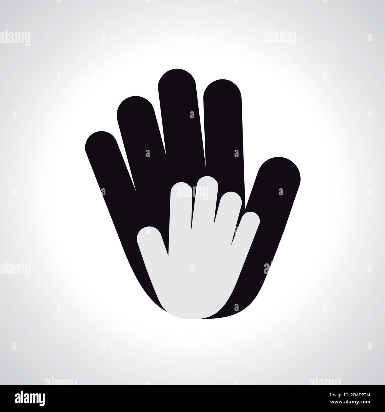 Icône vecteur deux mains, aide et solidarité. Père et fils. Concept pédiatre Illustration de Vecteur