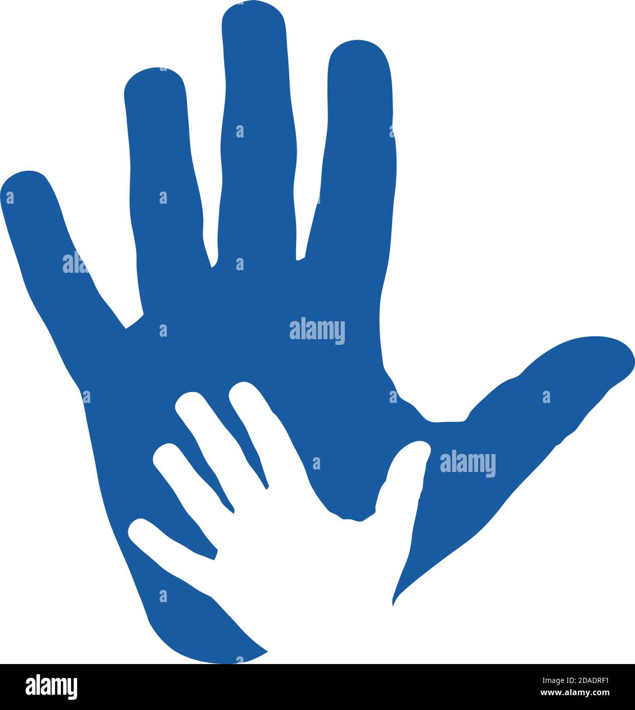 Icône vecteur deux mains, aide et solidarité. Père et fils. Concept pédiatre Illustration de Vecteur