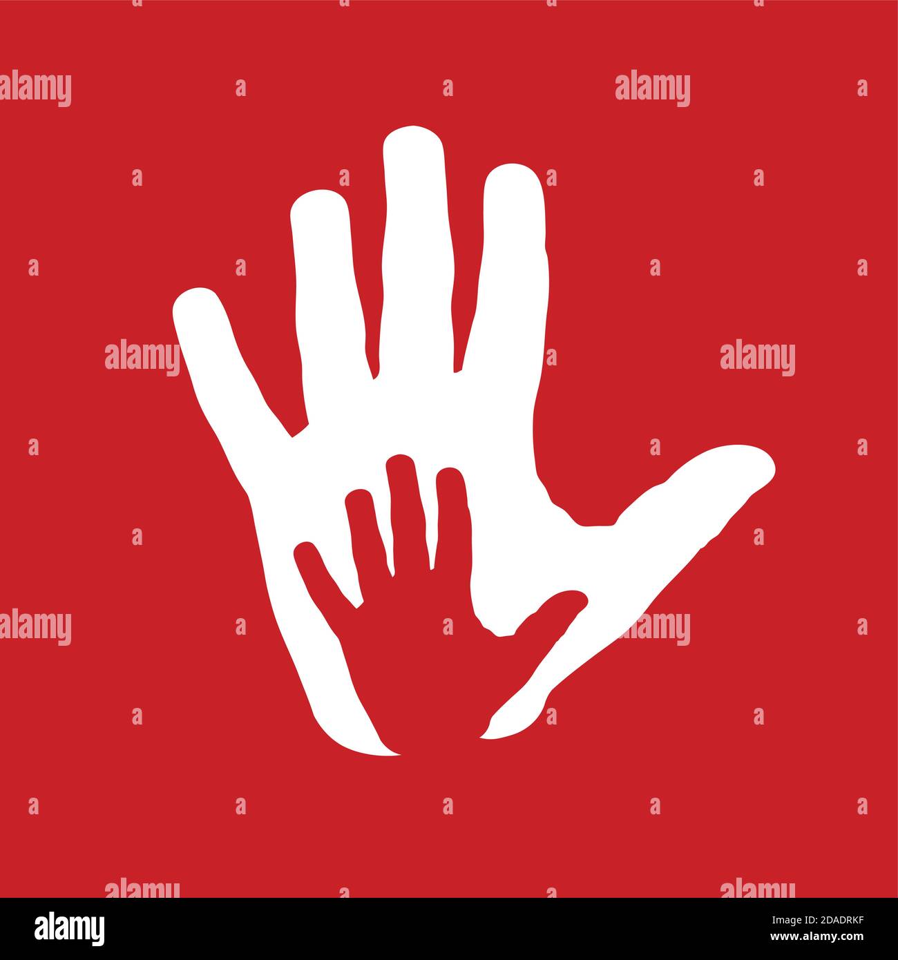 Icône vecteur deux mains, aide et solidarité. Père et fils. Concept pédiatre Illustration de Vecteur