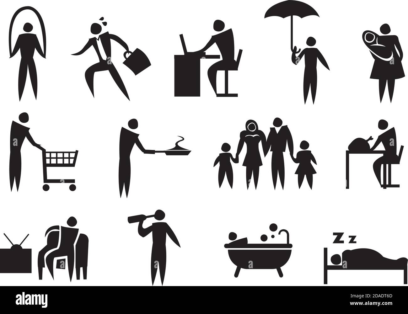 Man daily routine icon sign Banque de photographies et d’images à haute ...