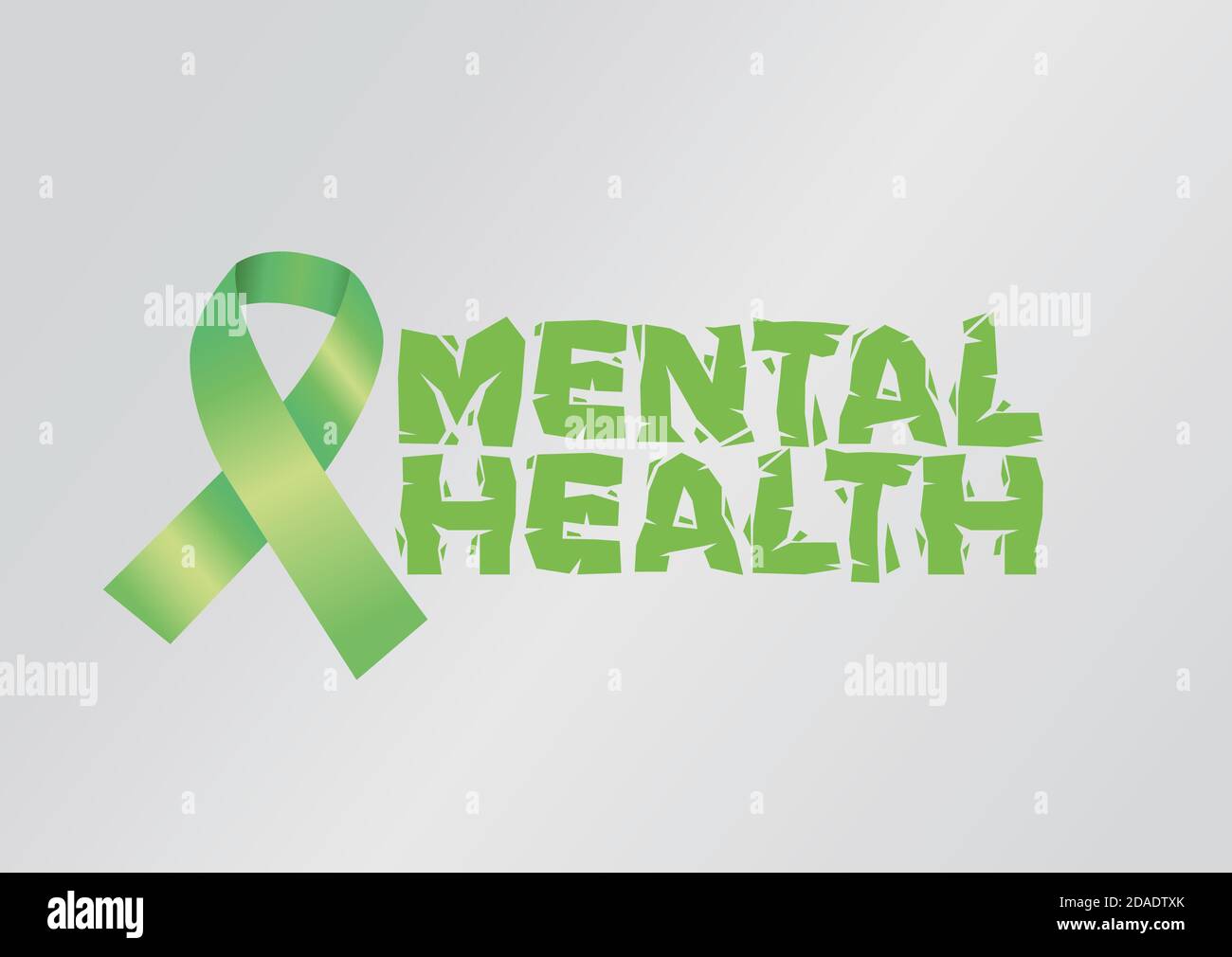 Concevez un graphique typographique de la santé mentale avec un ruban de sensibilisation vert. Psychologie, santé mentale ou concept de la Journée mondiale de la santé mentale. Illustration vectorielle Illustration de Vecteur
