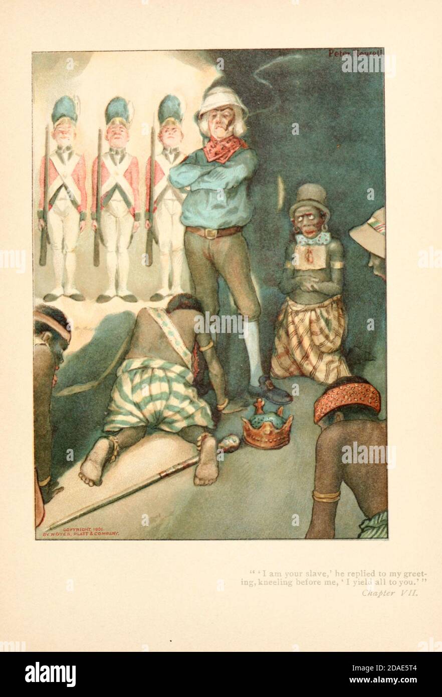 Conquérir l'Afrique à partir du livre M. Munchaussen; étant un vrai compte-rendu de certaines des aventures récentes au-delà du Styx de feu Hieronymus Carl Friedrich, parfois Baron Munchaussen de Bodenwerder, Comme l'a signalé à l'origine pour l'édition du dimanche de la Gehenna Gazette par son interviewer spécial le regretté M. Ananias anciennement de Jérusalem et maintenant d'abord transcrit à partir des colonnes de ce journal. Par Bangs, John Kendrick, (1862-1922) publié à Boston par Noyes, Platt & Company 1901 avec œuvres de Peter Newell Banque D'Images