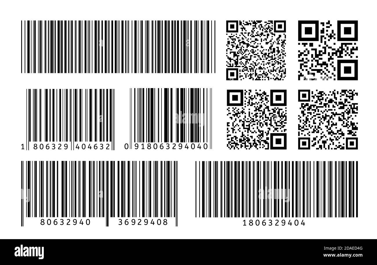 Code-barres. Modèle de code QR. Scannez le code à bandes pour l' identification numérique. Autocollant à lignes fines de code-barres  vectoriel Image Vectorielle Stock - Alamy