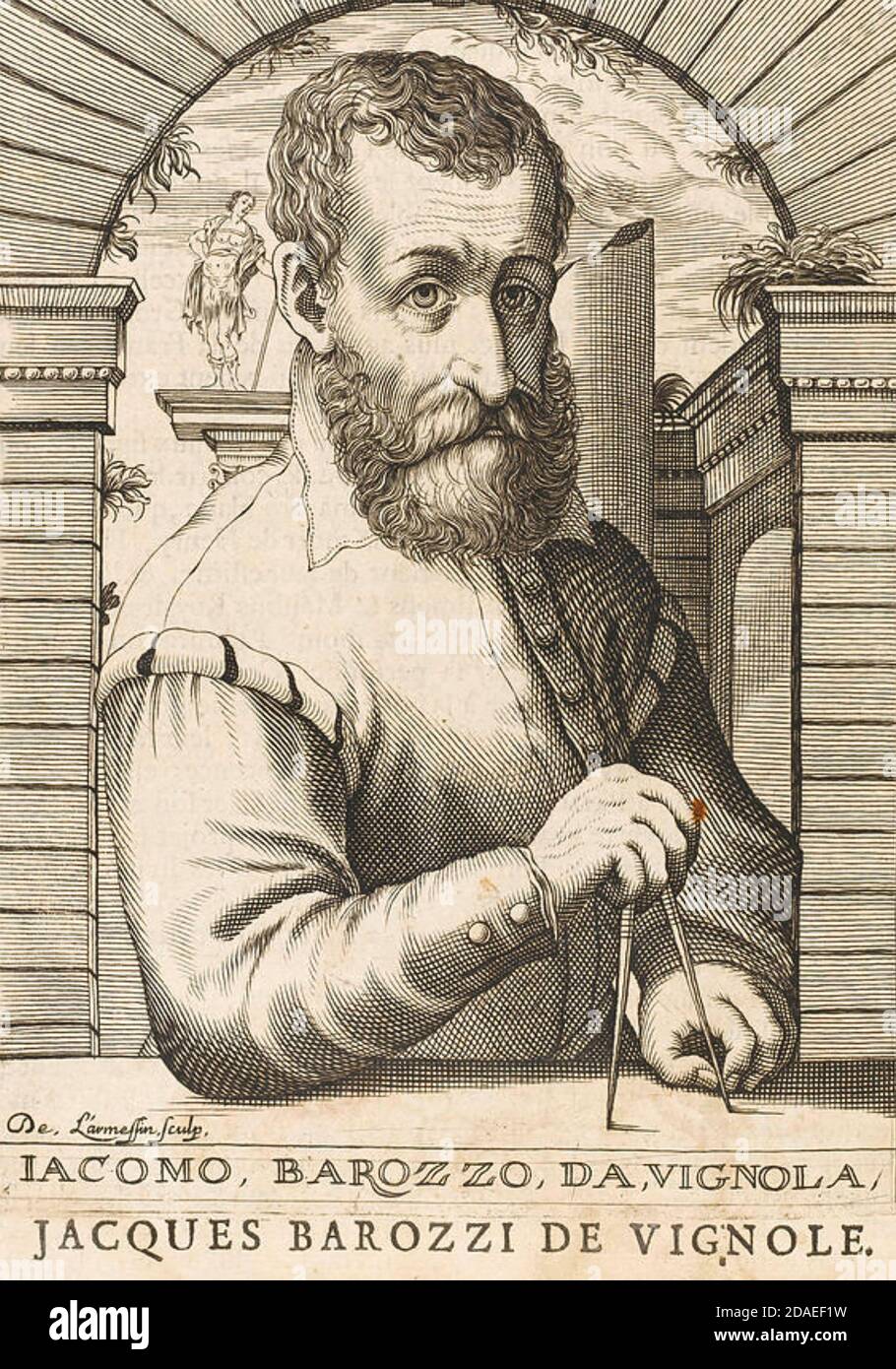 GIACOMO BAROZZI da VIGNOLA (1507-1573) architecte italien en 1682 gravure Banque D'Images