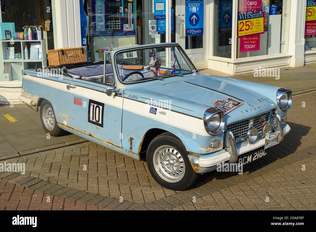 1968 voiture cabriolet Blue Triumph . Banque D'Images