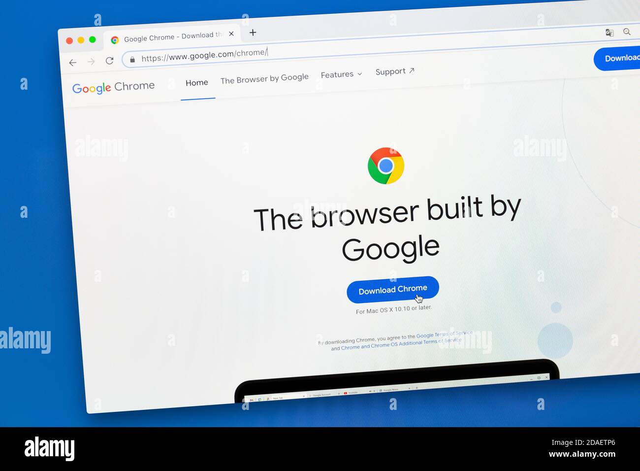 Ostersund, Suède - 12 novembre 2020 : page d'accueil Google Chrome sur un écran d'ordinateur. Google Chrome est un navigateur Web multi plate-forme développé par Google. Banque D'Images