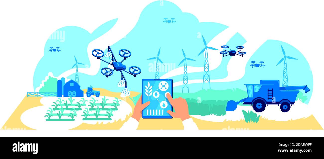 Illustration du vecteur de concept plat de l'agriculture numérique Illustration de Vecteur