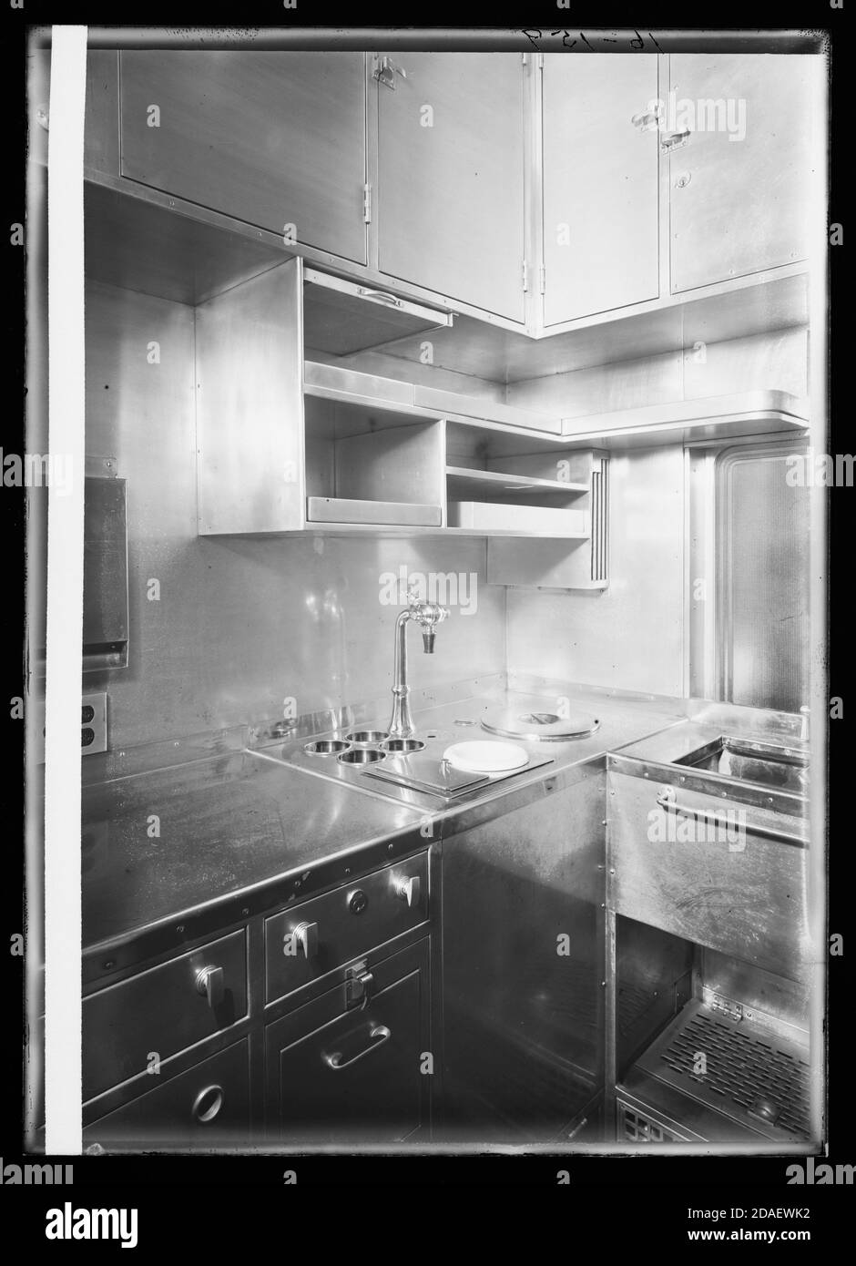 Cuisine en voiture en aluminium nommée George M. Pullman, exposée au siècle du progrès à Chicago en 1933. Banque D'Images