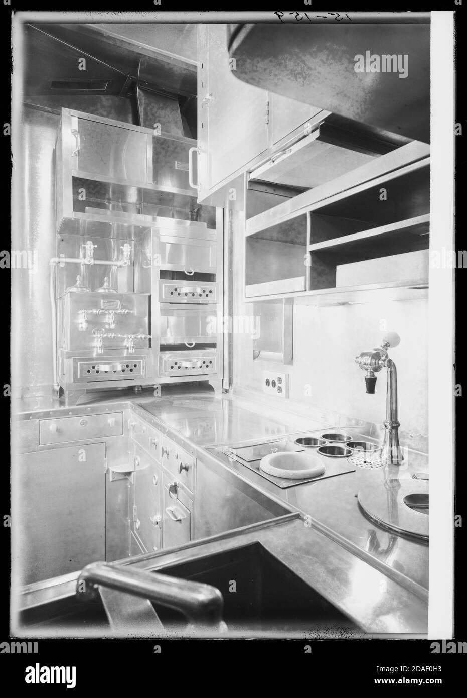 Cuisine en voiture en aluminium nommée le George M. Pullman, exposée au siècle du progrès à Chicago en 1933. Banque D'Images
