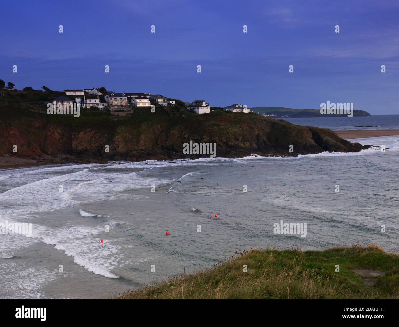 Challborough Bay et Burgh Island, Devon, Royaume-Uni. Banque D'Images