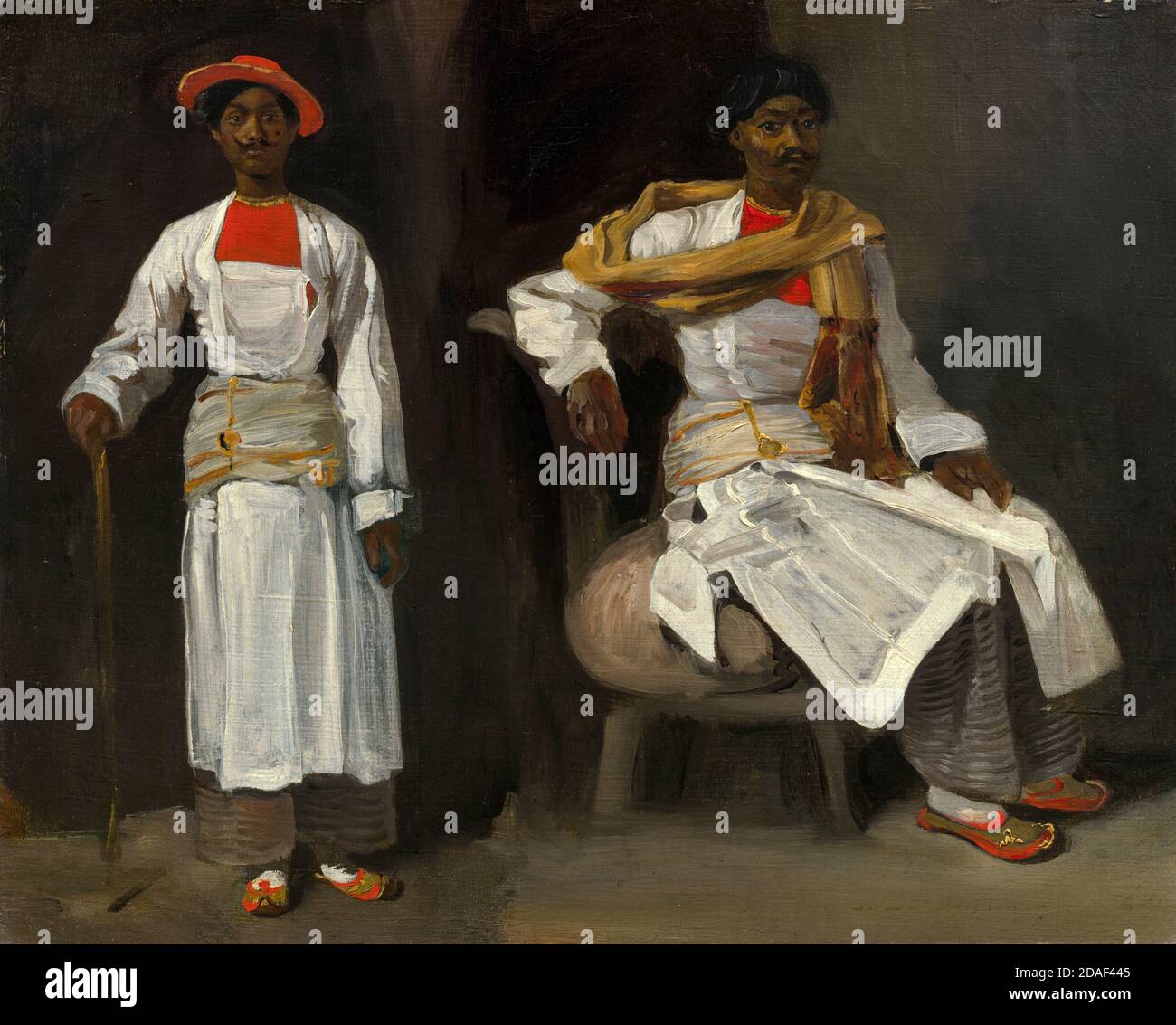 Eugene Delacroix, deux études d'un Indien de Calcutta, assis et debout, peinture, 1823-1824 Banque D'Images