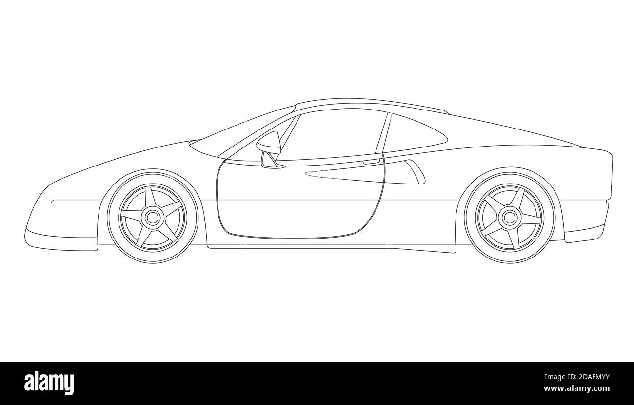 Dessin De Voiture Facile De Profil Vecteur de dessin au trait voiture côté vue Banque d'images détourées -  Alamy