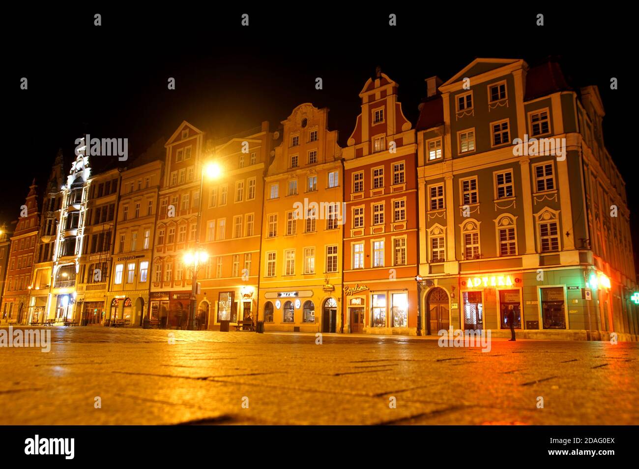 Les maisons typiques dans la vieille ville de Wroclaw, Pologne Banque D'Images