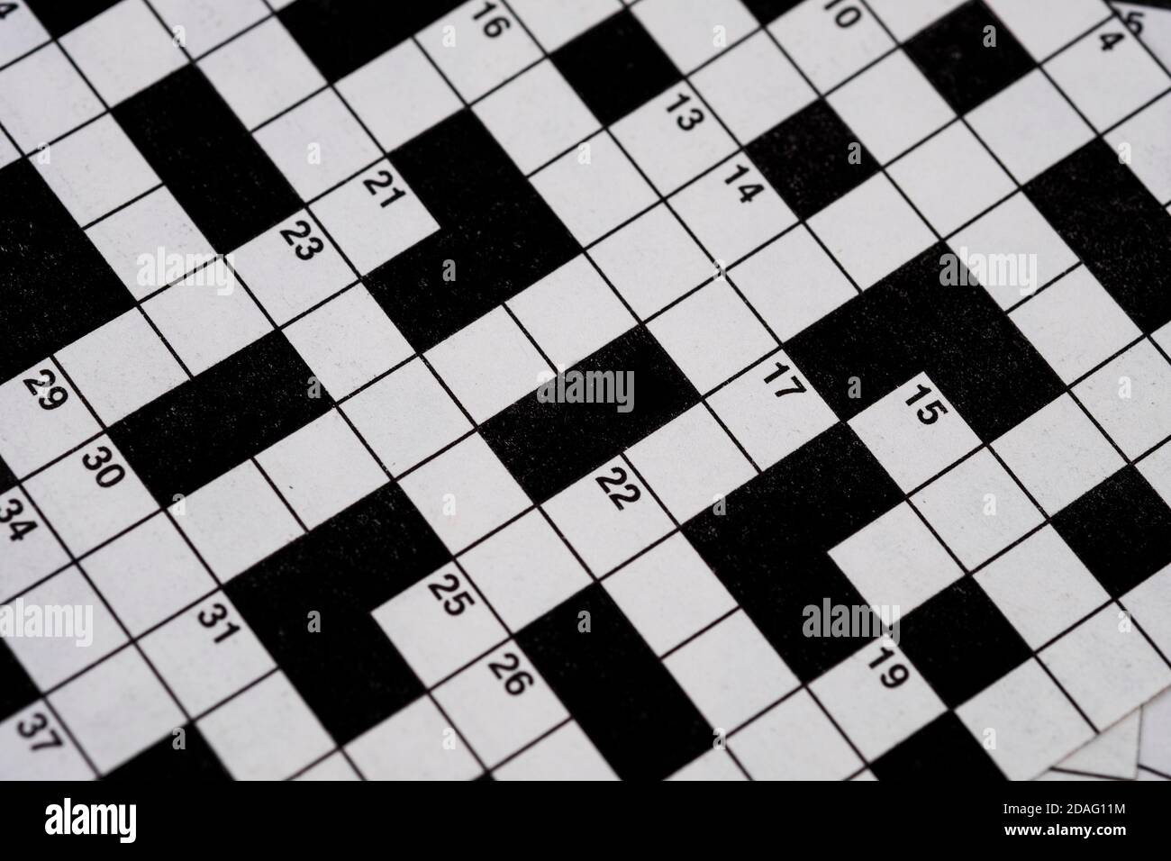 image d'un puzzle classique en mots croisés, avec contraste élevé en noir et blanc Banque D'Images