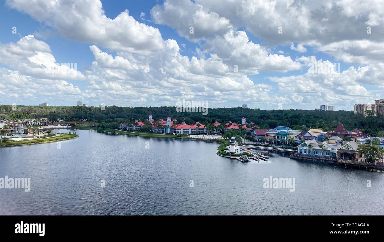 Orlando,FL/USA-10/5/19: Vue aérienne d'un complexe Disney à Orlando, Floride. Banque D'Images