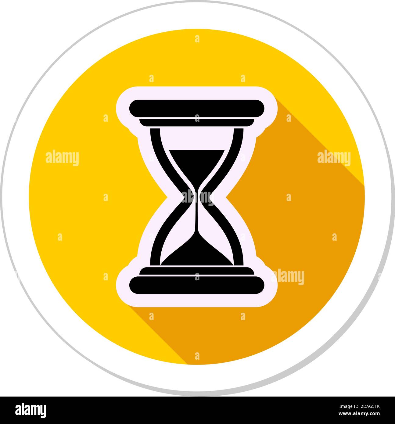 Horloge à sable noir sur cercle jaune. Illustration de l'icône de vecteur plat isolée sur un arrière-plan transparent Illustration de Vecteur