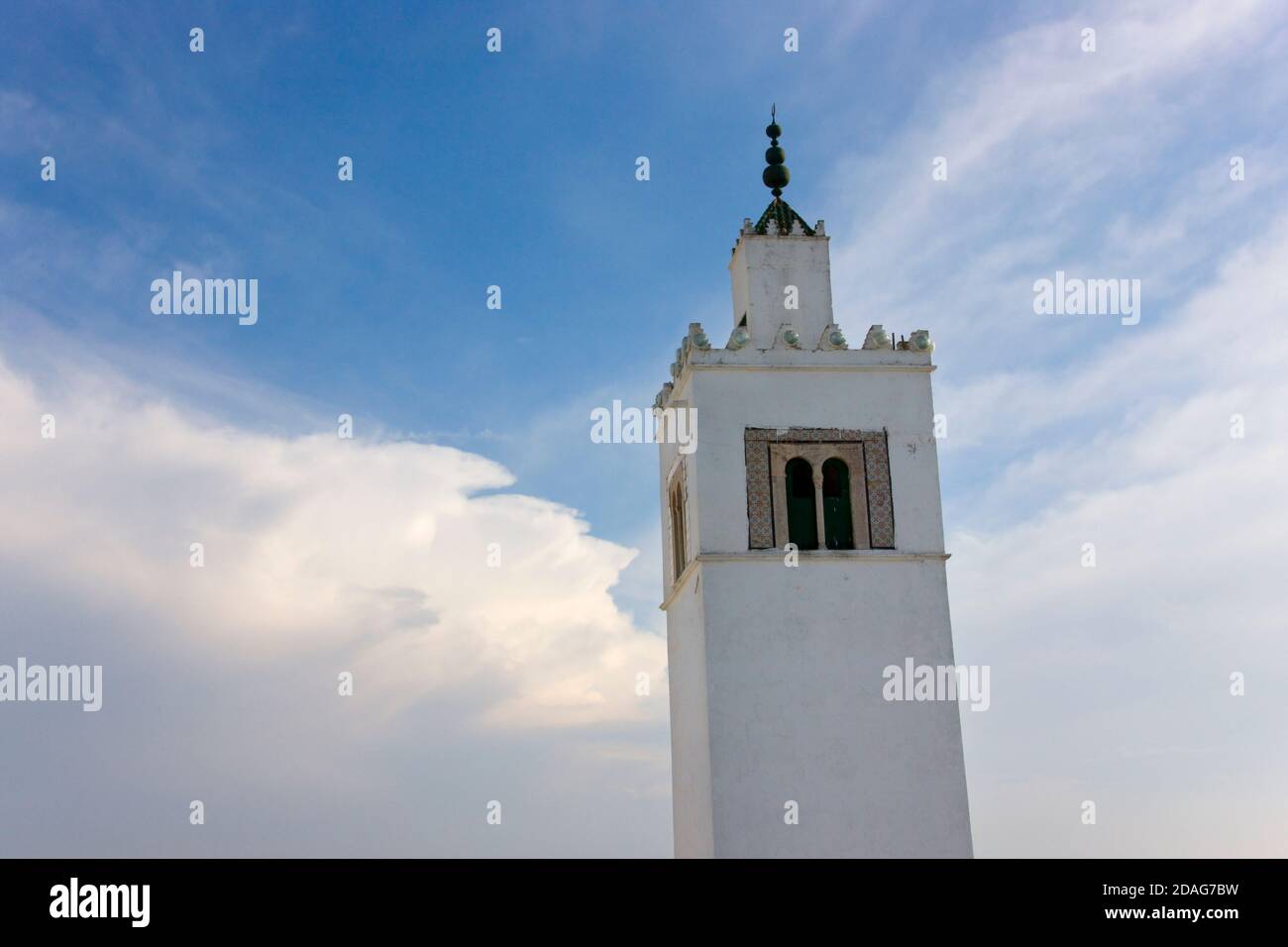 Minaret, Sidi Bou Said, Tunis, Tunisie Banque D'Images