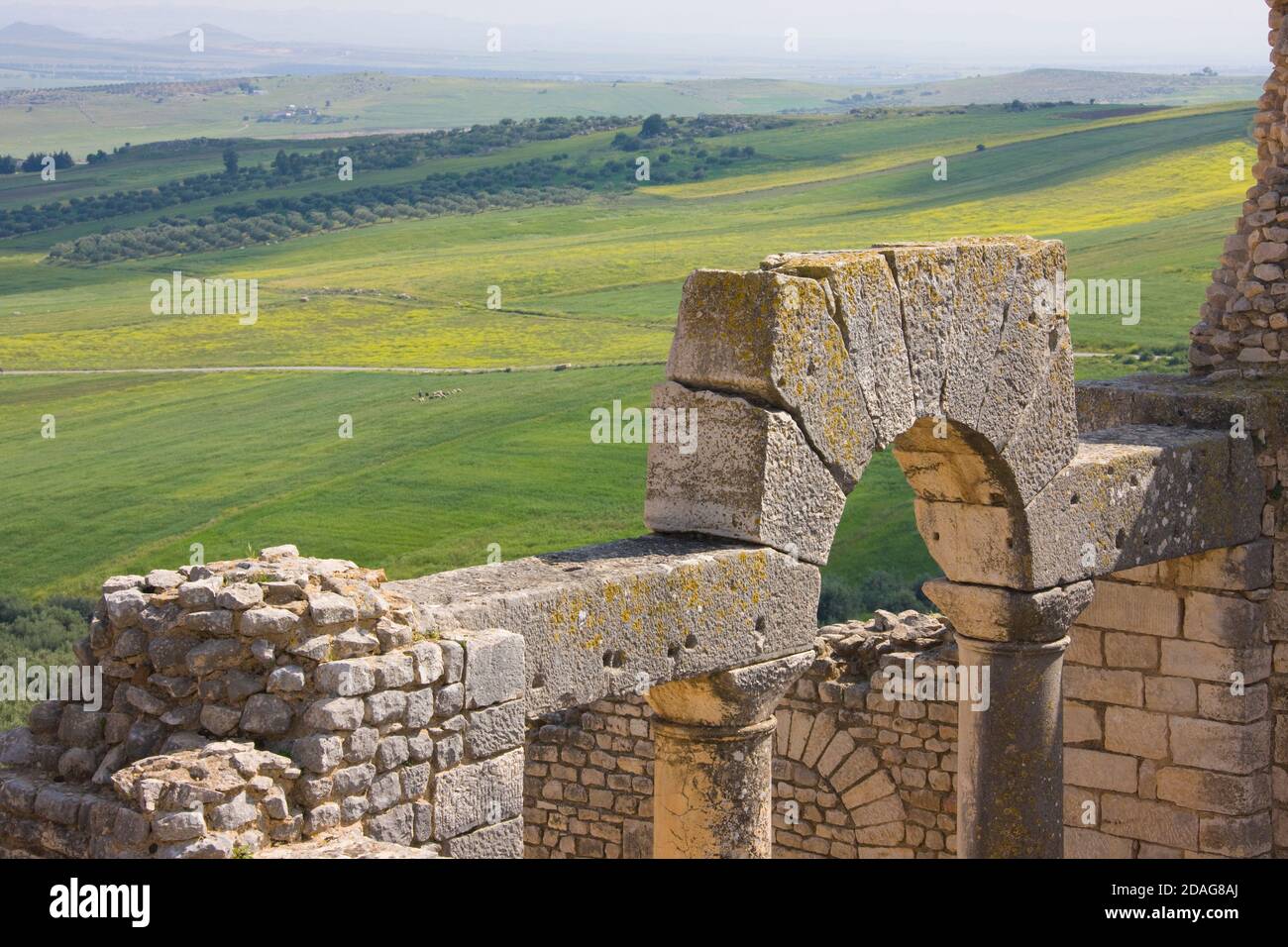 Ruines de Thugga, site classé au patrimoine mondial de l'UNESCO, Tunisie Banque D'Images