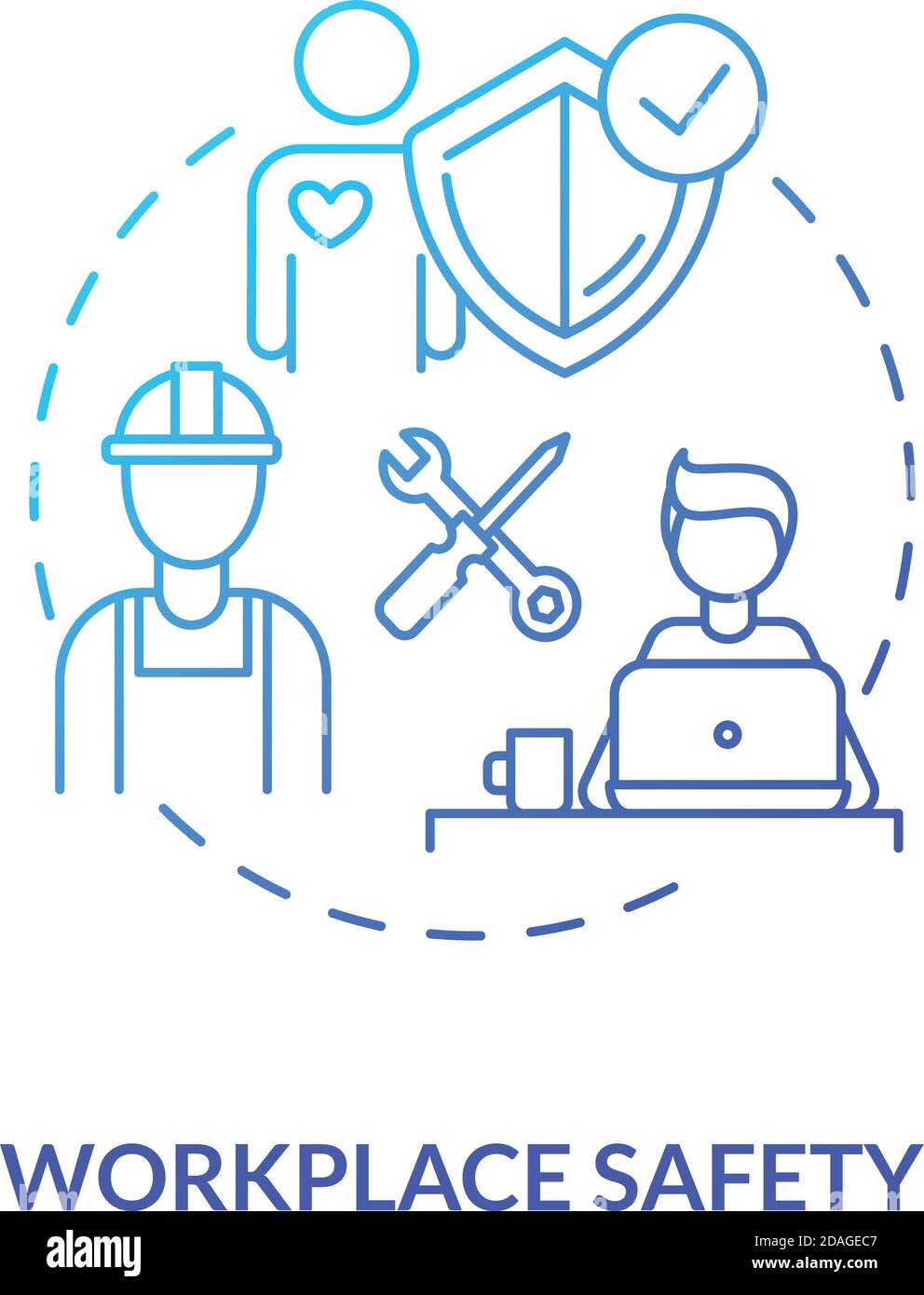 Icône de concept de gradient bleu de sécurité sur le lieu de travail Illustration de Vecteur