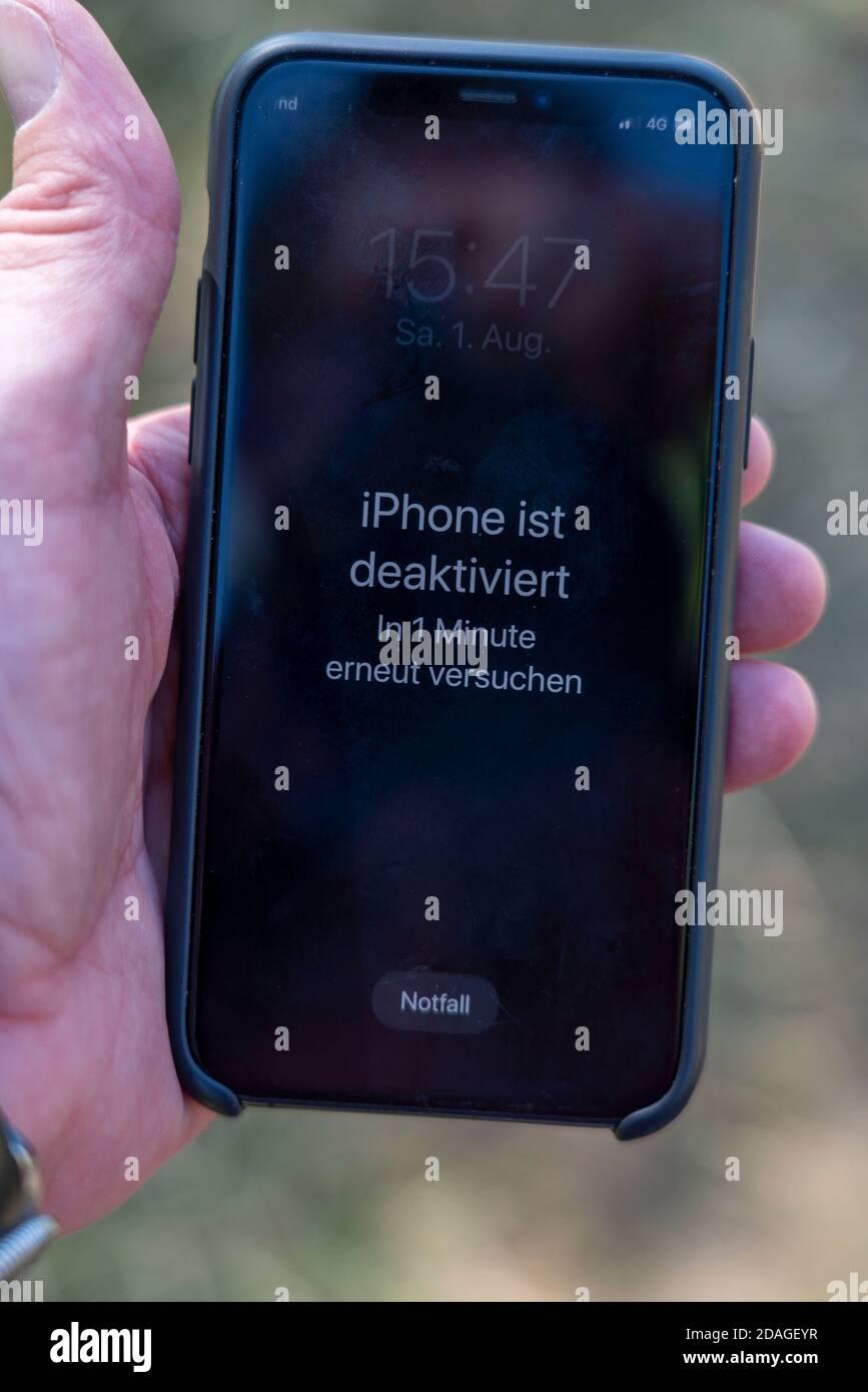 IPhone 11Pro, message à l'écran indiquant que le téléphone a été désactivé Banque D'Images