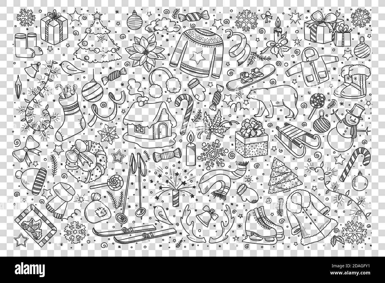 Ensemble de caniche d'hiver Illustration de Vecteur
