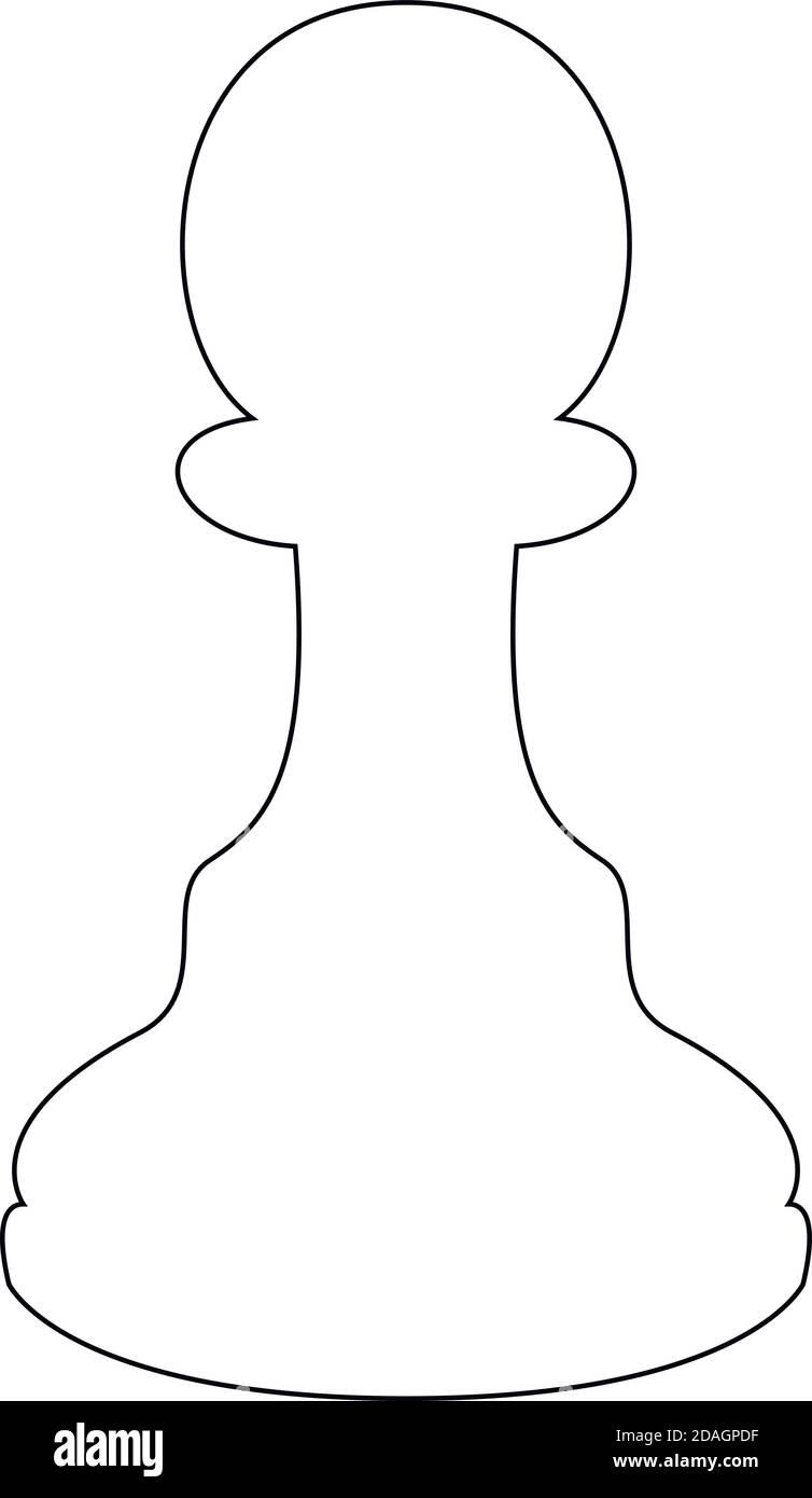 Ligne figure d'échecs pion isolé sur fond blanc. Pièce d'échecs Pawn. Illustration vectorielle réaliste Illustration de Vecteur
